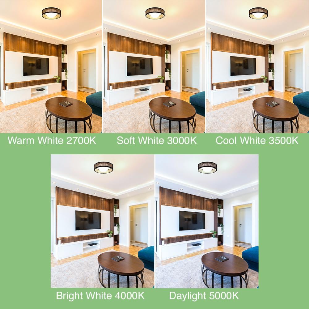 13 in. Modern Farmhouse Rattan LED Flush Mount 1100 Lumens Adjustable CCT - Hercitys