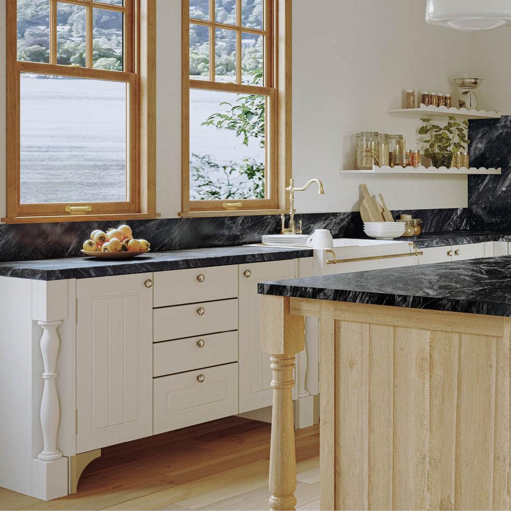 4 ft. Straight Laminate Countertop All-Inclusive Kit in Textured Sombra with Eased Edge and Loose Backsplash - Hercitys