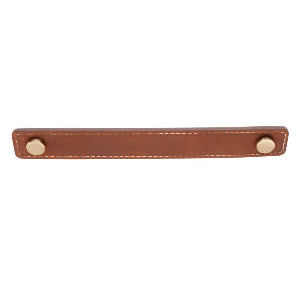 2-Pack Saddle Leather 6 in. (152 mm) Center-to-Center Rustic Satin Brass Drawer Pull - Hercitys