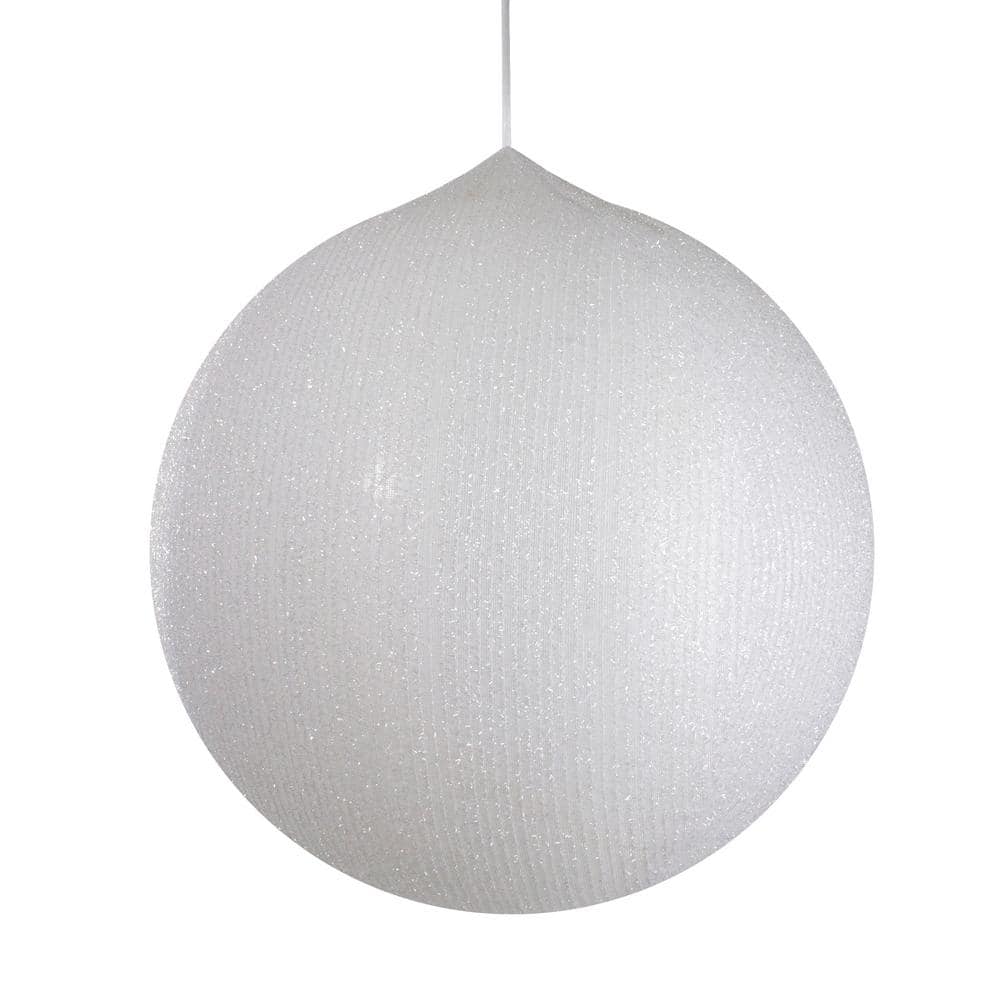 19.5 in. White Tinsel Inflatable Christmas Ball Ornament Outdoor Decor - Hercitys