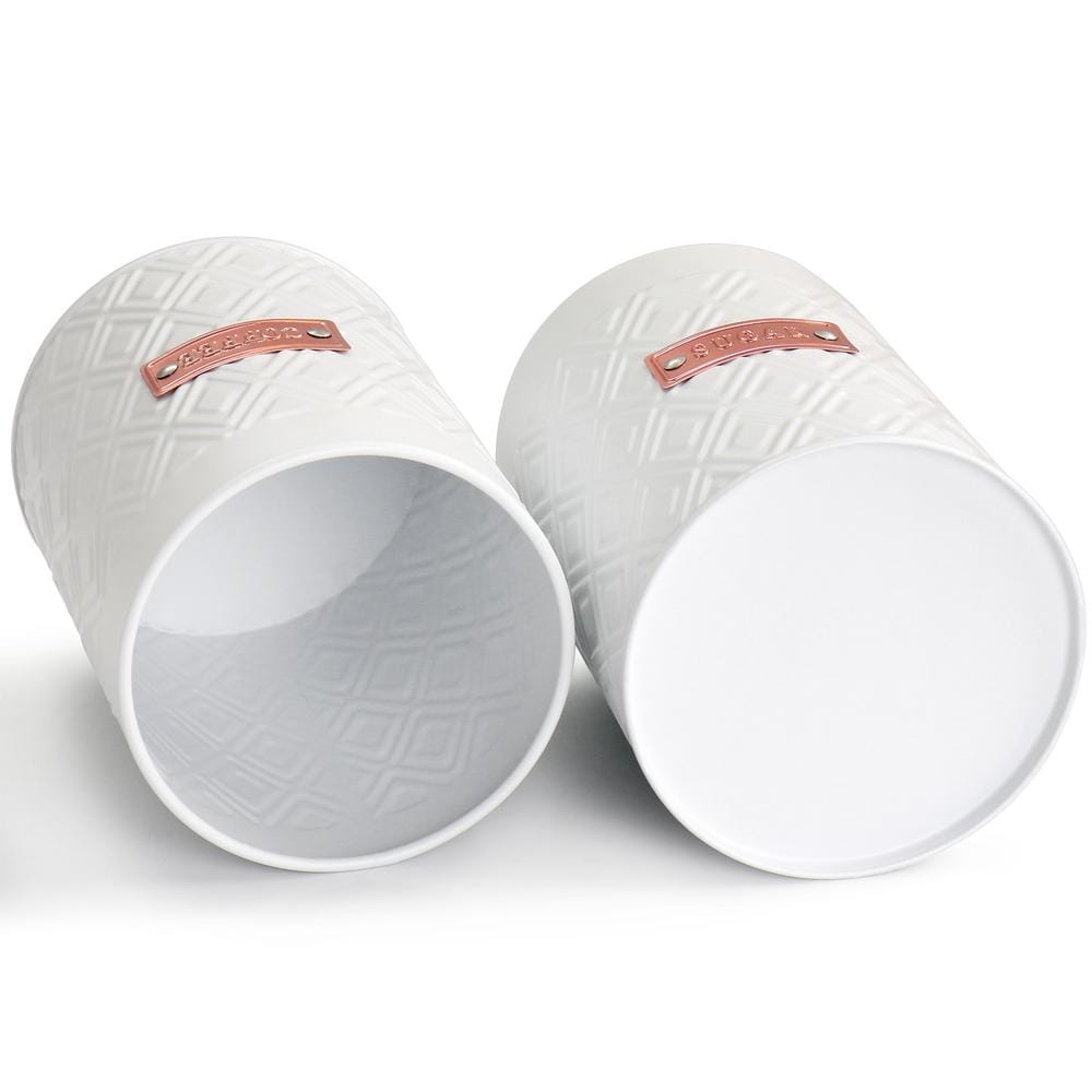 4-Piece Iron Canister Set in White - Hercitys