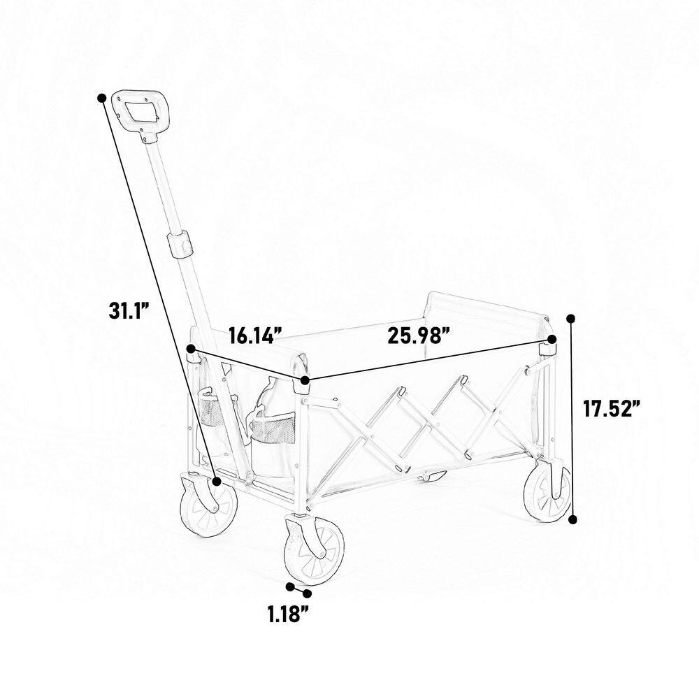 4.25 cu. ft. Black Fabric Folding Wagon Cart, Heavy Duty Garden Cart with All-Terrain Wheels and Adjustable Handle - Hercitys