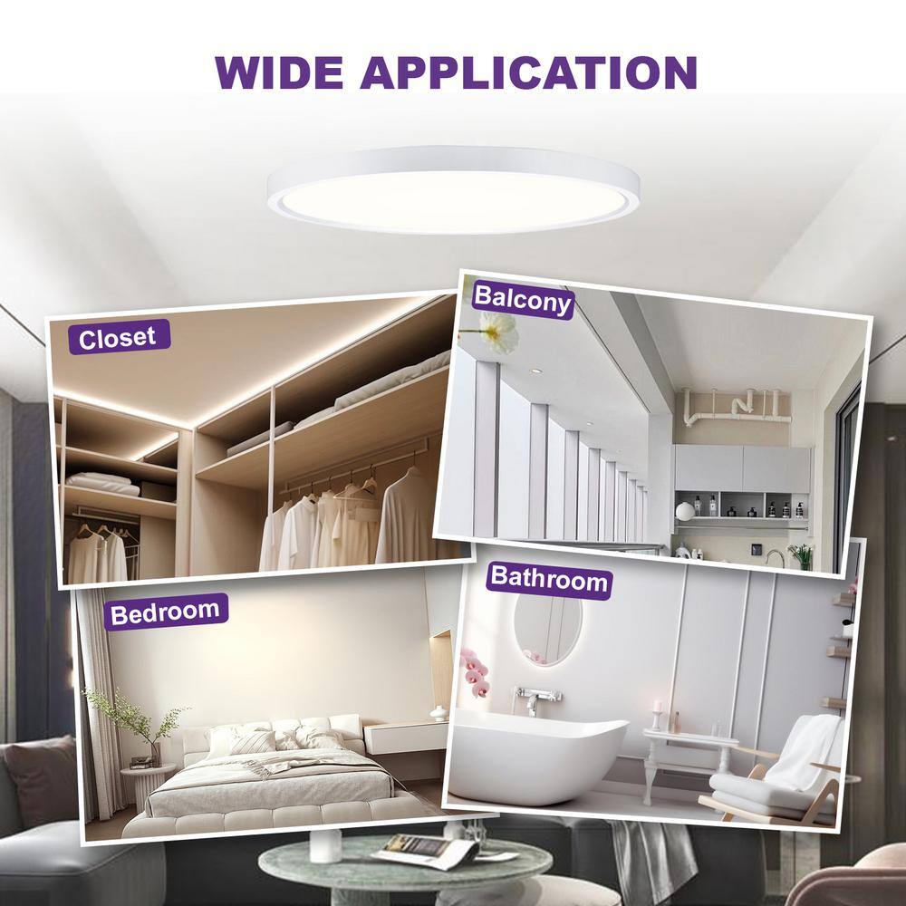 2-PACK 16 in. 30-Watt Integrated LED Flush Mount Light Super Narrow Frame Slim LED Ceiling Light with 5 CCT Selectable - Hercitys