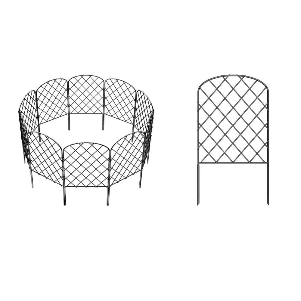 24 in. Metal Rustproof Decorative Garden Fence for Dog, Flower Edging and Landscape Decor – (10-Pack) - Hercitys