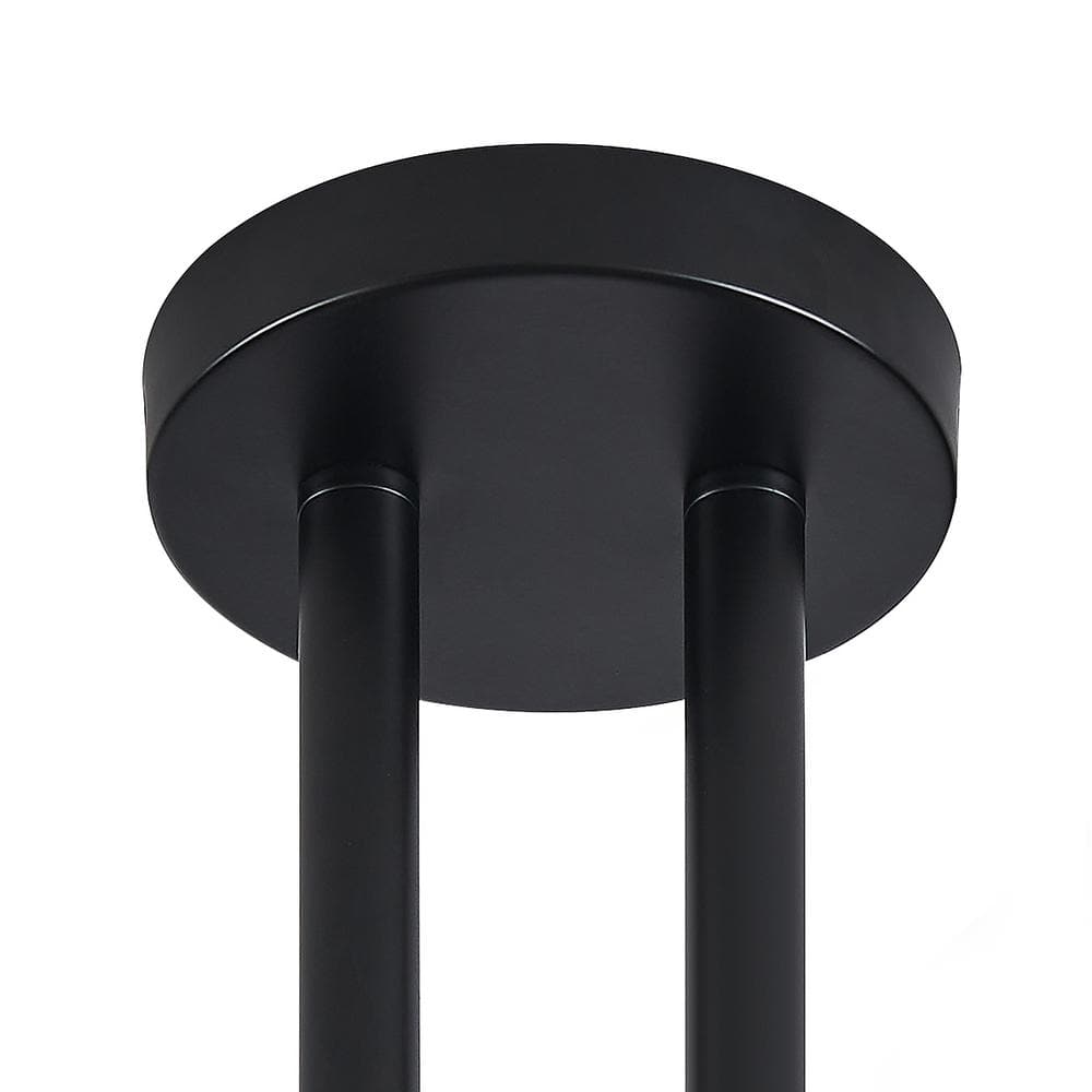 23 in. 4-Light Black Semi-Flush Mount with Frosted Opal White Ribbed Glass Shade - Hercitys