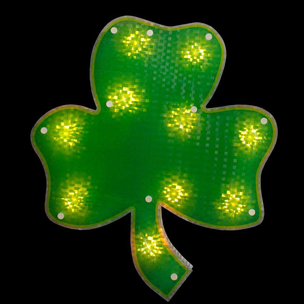 14 in. Lighted St. Patrick’s Day Irish Shamrock Window Silhouette Decoration - Hercitys