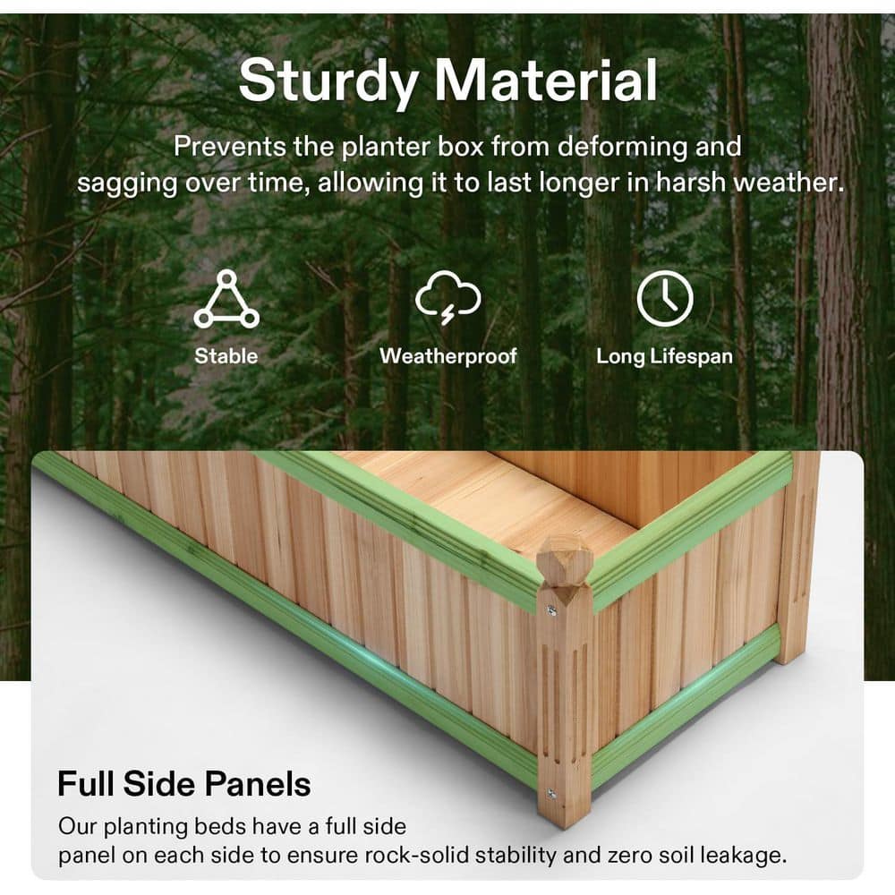 43. 5in. L x 16in. W x 14in. H Wood Raised Garden Bed with Liner - Hercitys