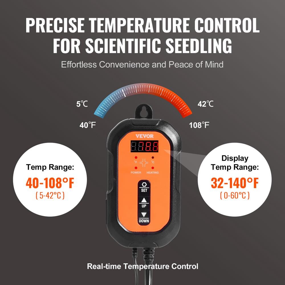 48 in. x 20.75 in. Seedling Mat with Thermostat Heat Mats MET-Certified Waterproof Heating Pad (1-Pack) - Hercitys