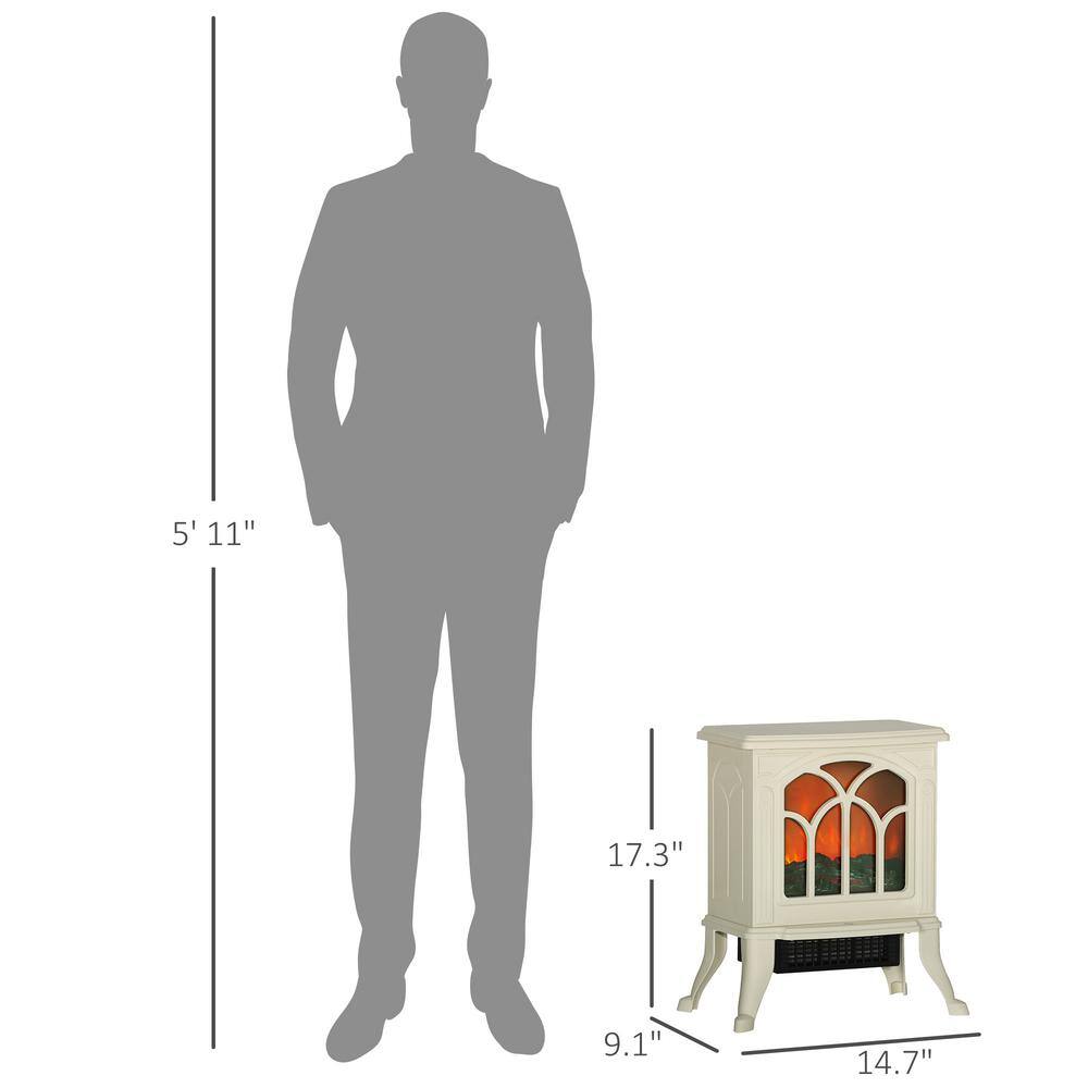 17 in. Portable Electric Cabinet Infrared Space Heater with Double Safety Protection, Convection, 750W/1500W, Beige - Hercitys