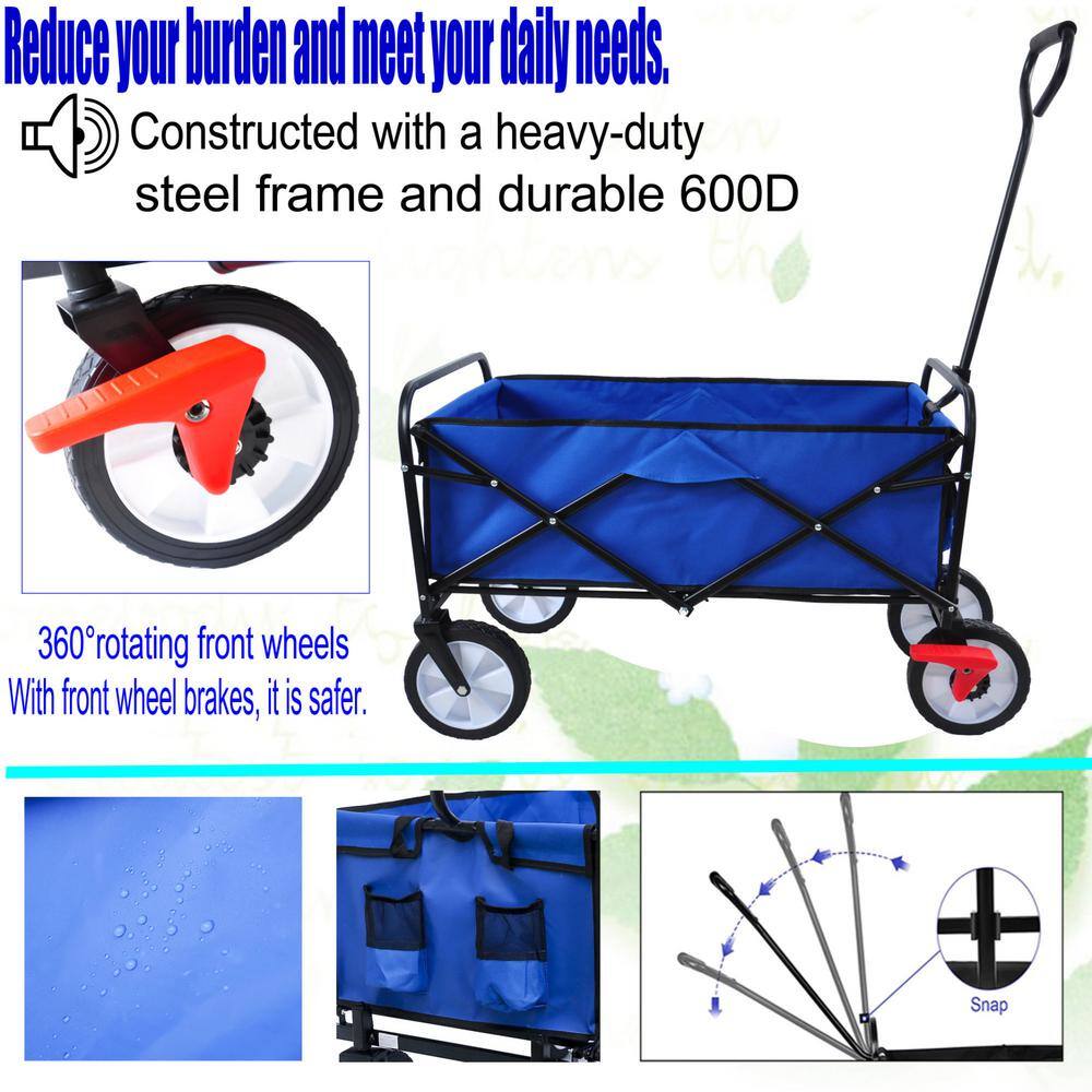 3 cu. ft. Steel and Fabric Folding Garden Cart in Blue - Hercitys