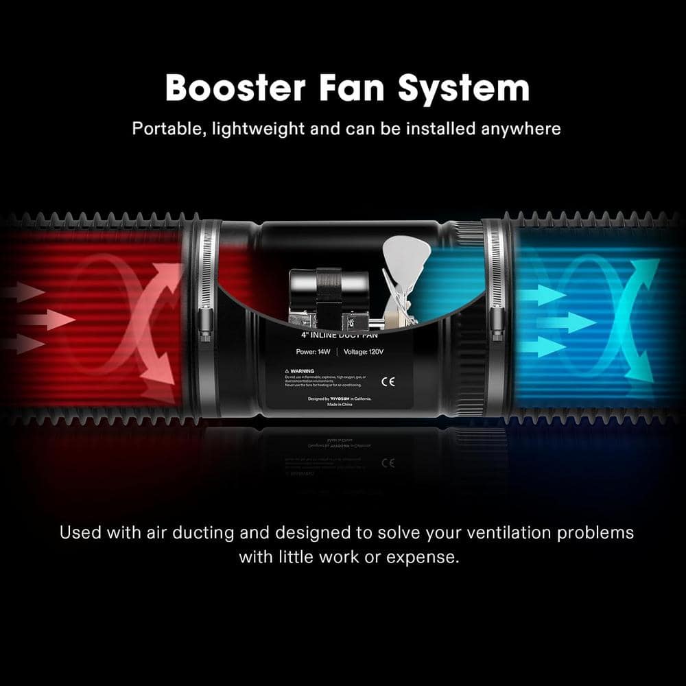 240 CFM 6 in. Inline Booster Duct Fan with Low Noise in Black - Hercitys