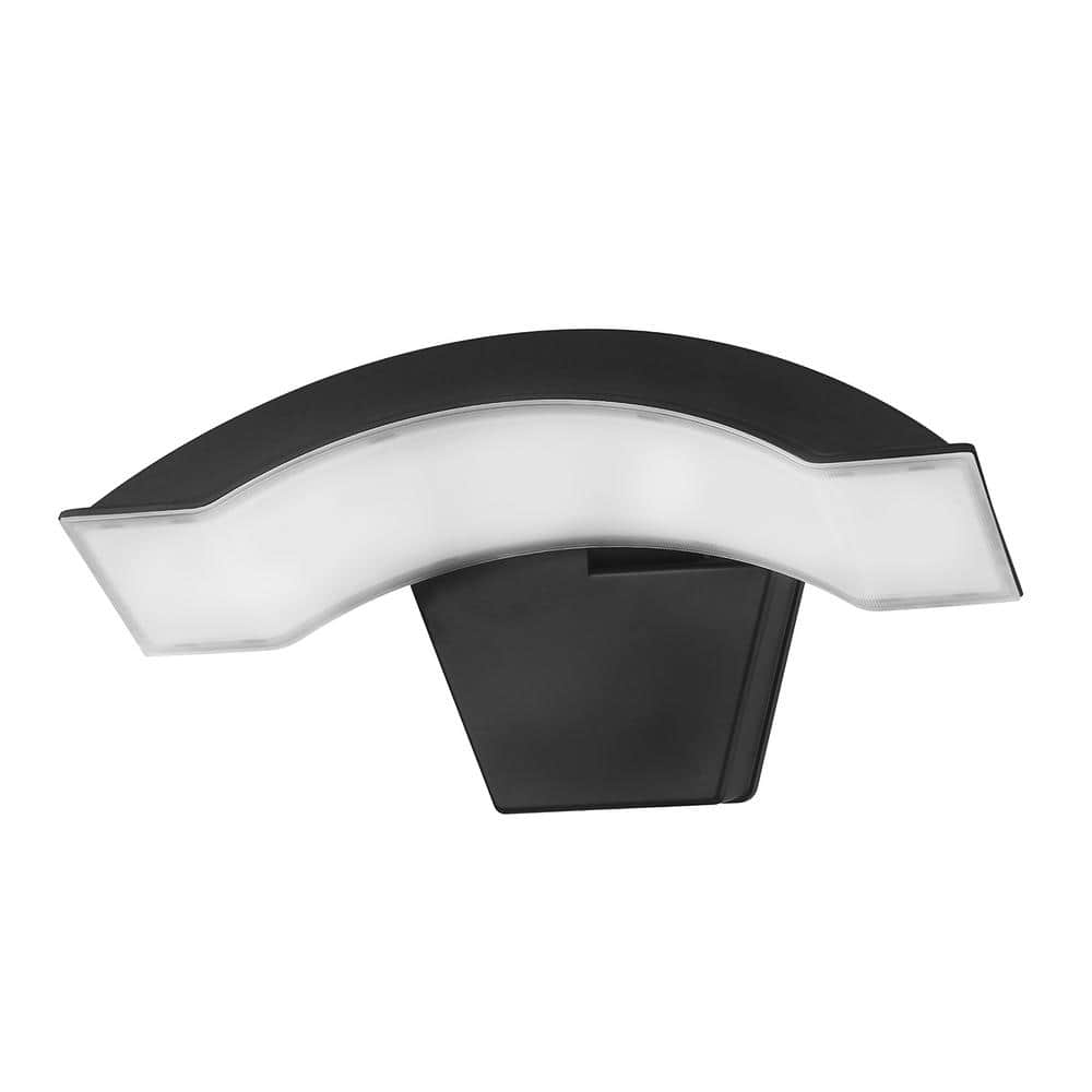 14-Watt Equivalent Curved Black 1200 LM Hardwired Automatic DuskToDawn Outdoor Integrated LED Flood Security Area Light - Hercitys