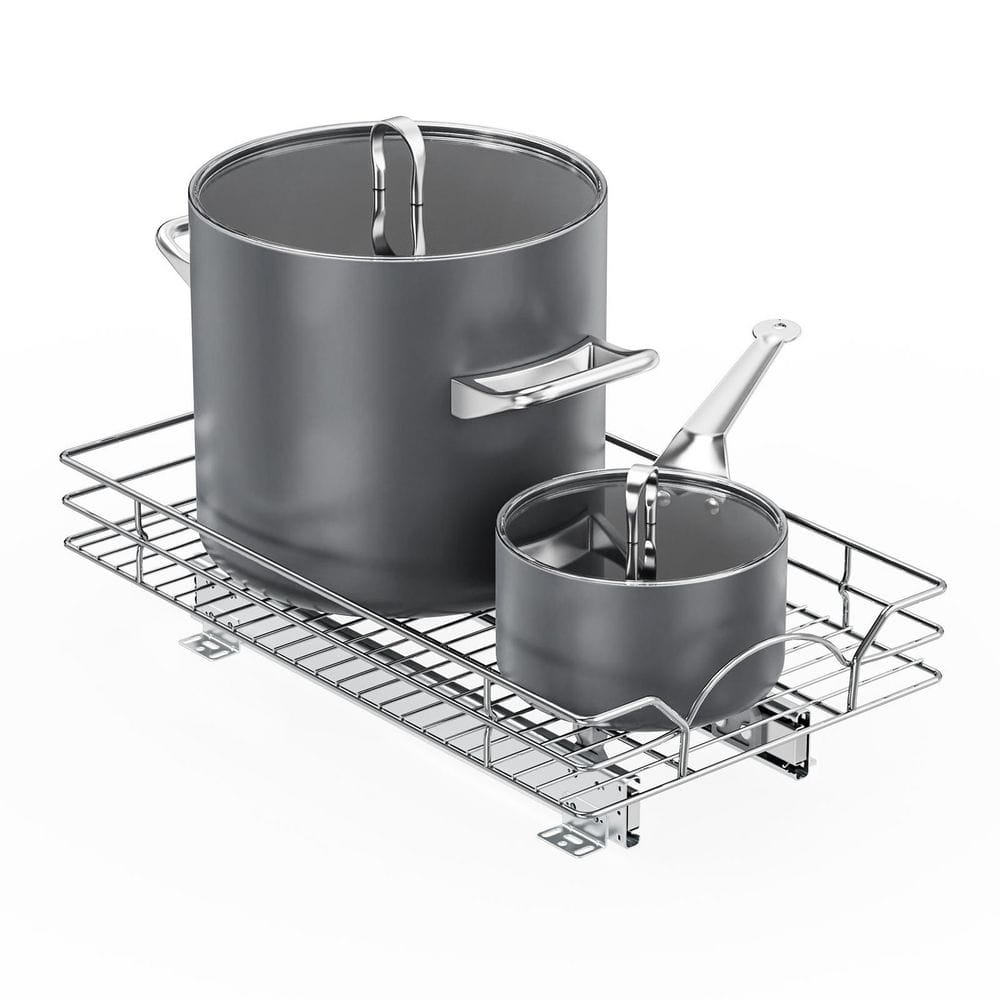 18 in. D x 4.6 in. H x 11 in. W Silver Metal Pull-Out Organizer - Hercitys