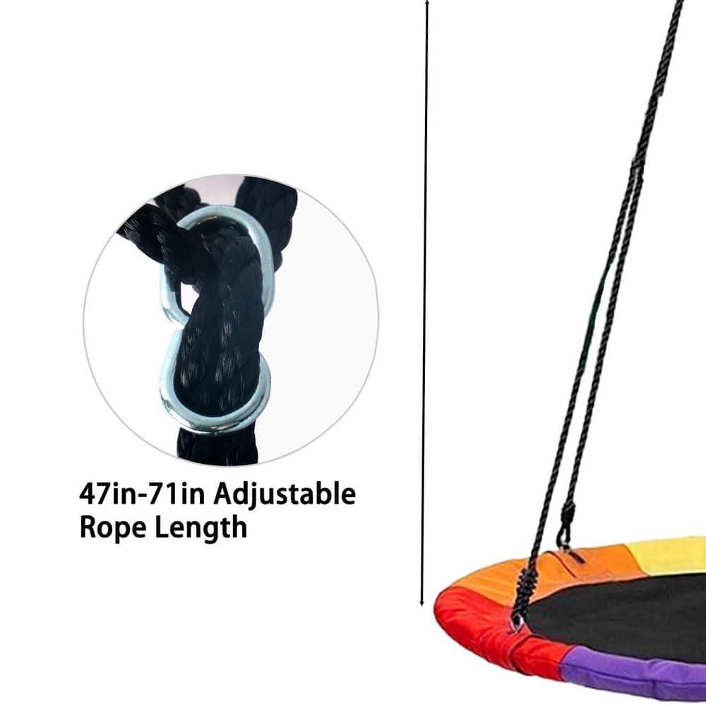 47 in. to 71 in. Adjustable 550 lb. Capacity Saucer Swing Replacement Straps, Black (2-Pack) - Hercitys