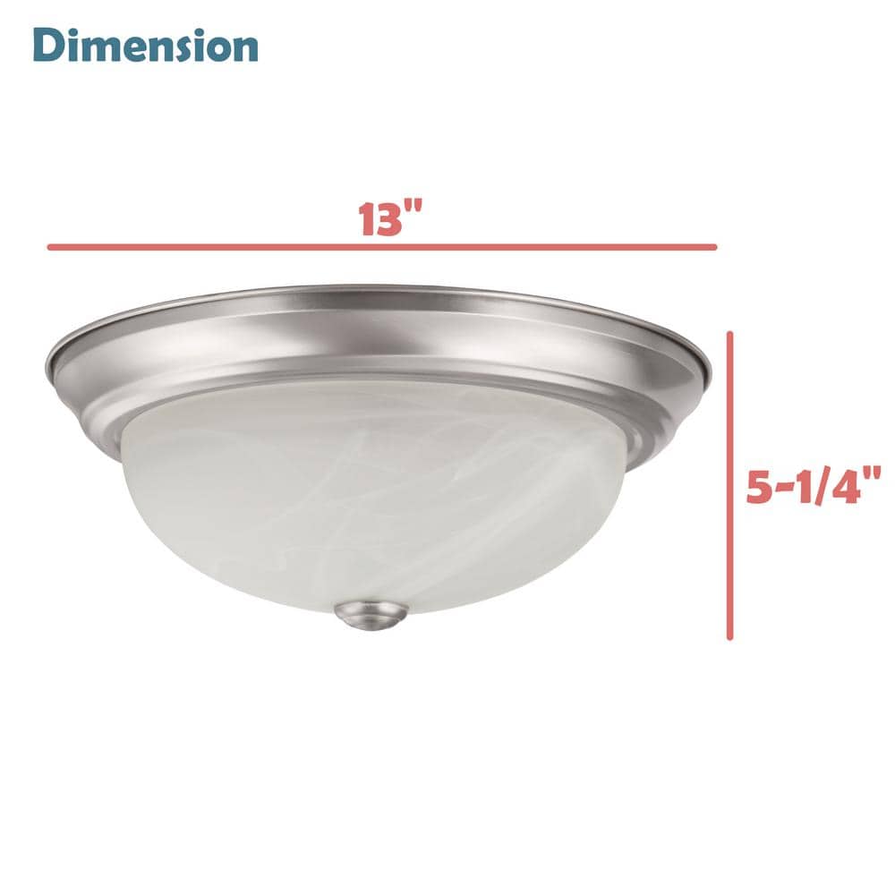 15 in. 3-Light Brushed Nickel Flush Mount with White Alabaster Glass - Hercitys