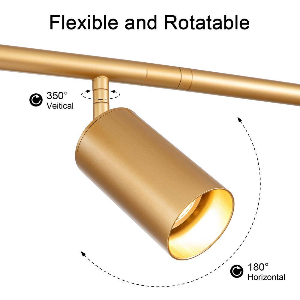 39.4 in. 4-Light Modern Gold Track Lighting Kit with Rotating Heads and Flush Mount Light - Hercitys