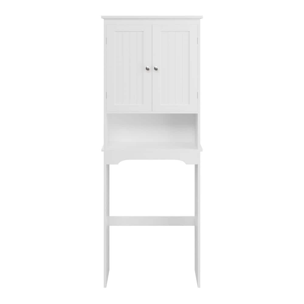 24.80 in. W x 9 in. D x 65.98 in. H Ready to Assemble Over The Toilet Bath Cabinet in White with Shelves - Hercitys