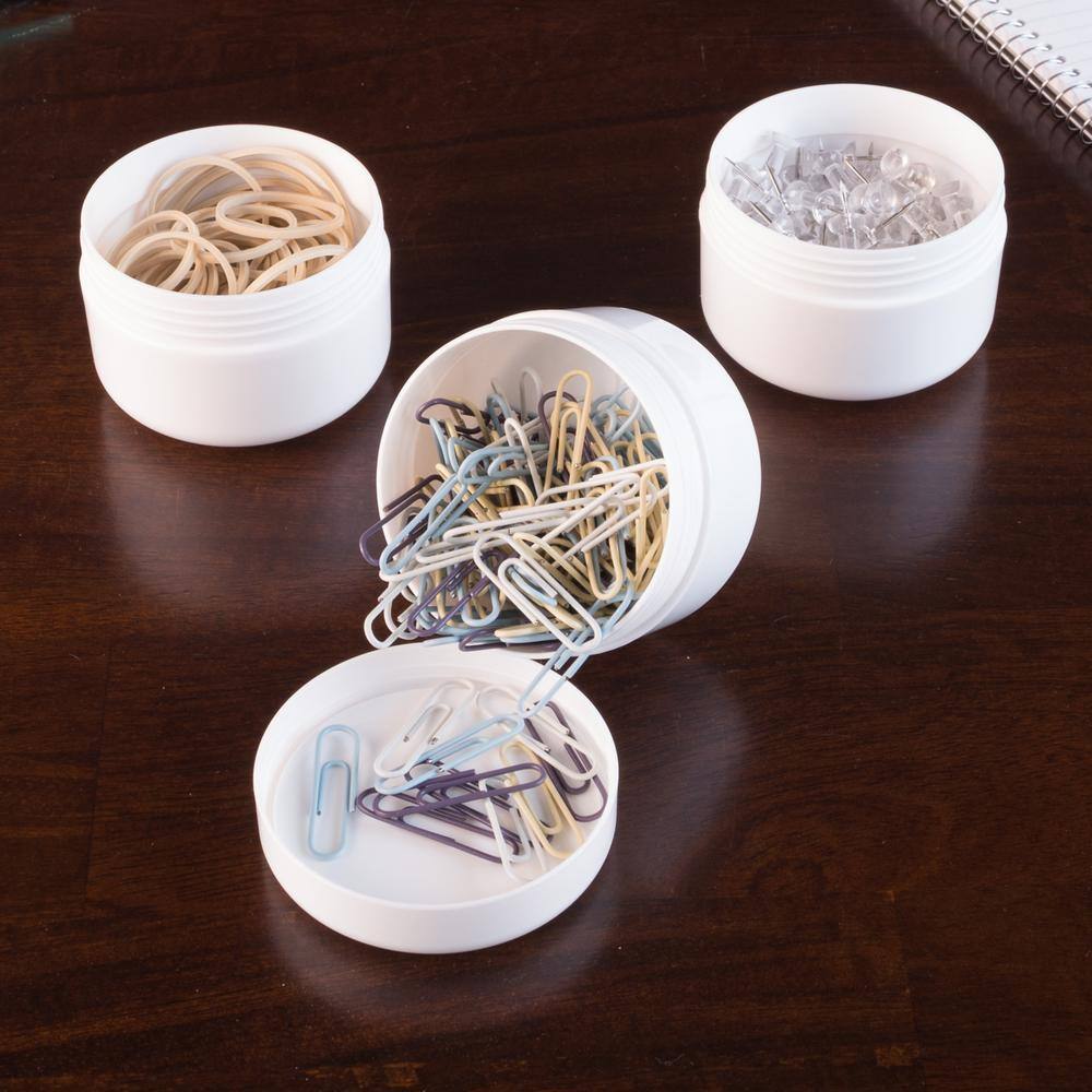 48-Pack 4 Oz White Plastic Containers with Inner and Outer Lid - Hercitys