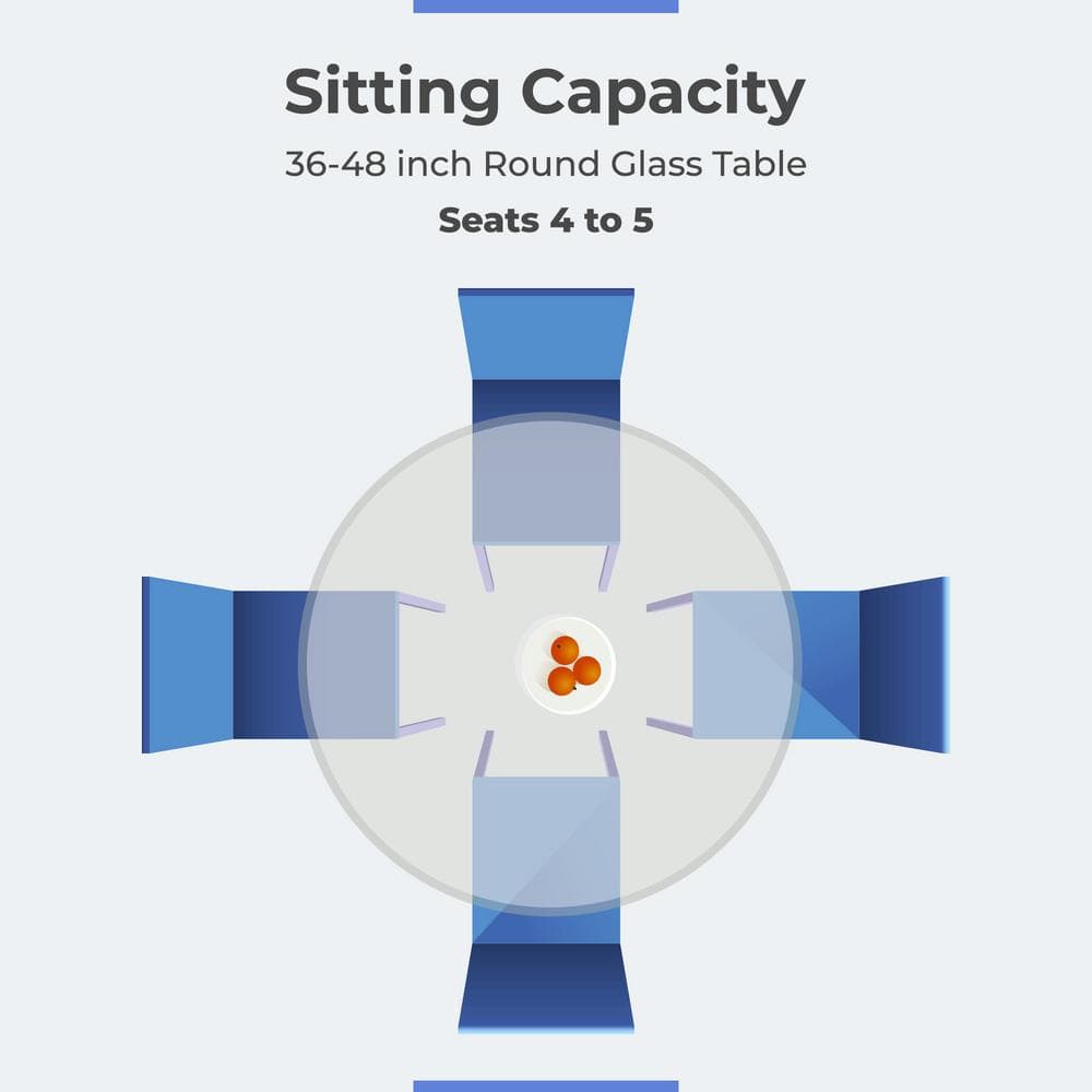 36 in. Clear Round Glass Table Top, 3/8 in. Thickness Tempered Beveled Edge Polished - Hercitys