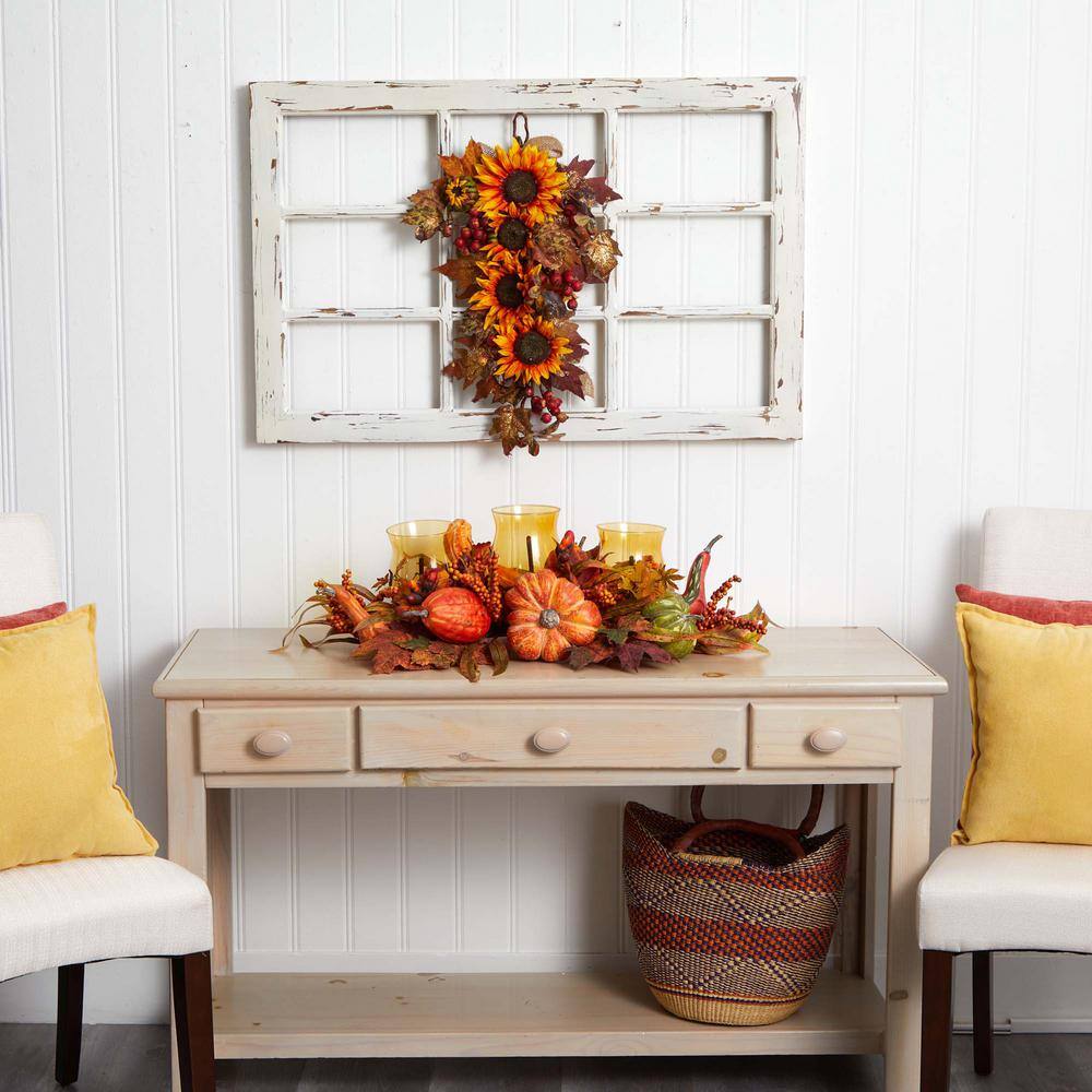 24 in. Sunflower and Berry Artificial Teardrop - Hercitys