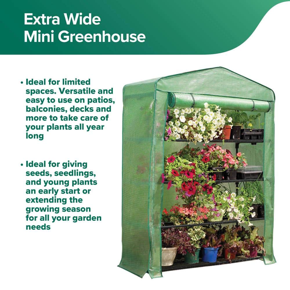 5 ft. 3 in. H x 3 ft. 11 in. W x 19 in. D 4-Tier Extra-Wide Mini Greenhouse - Hercitys