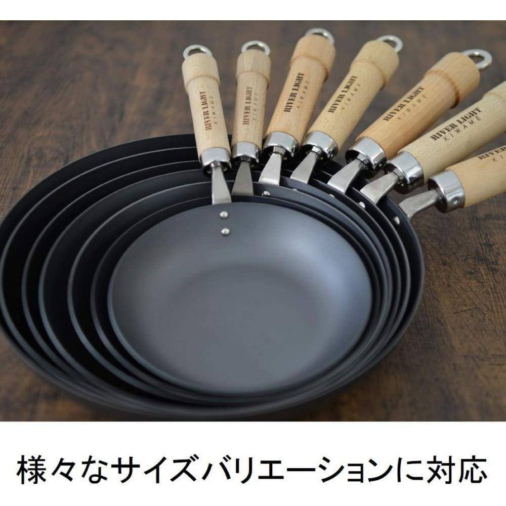 5.7 in. D x 10.2 in. Induction Compatible Iron Wok Frying Pan, Nitride Treated, Wood Handle - Hercitys