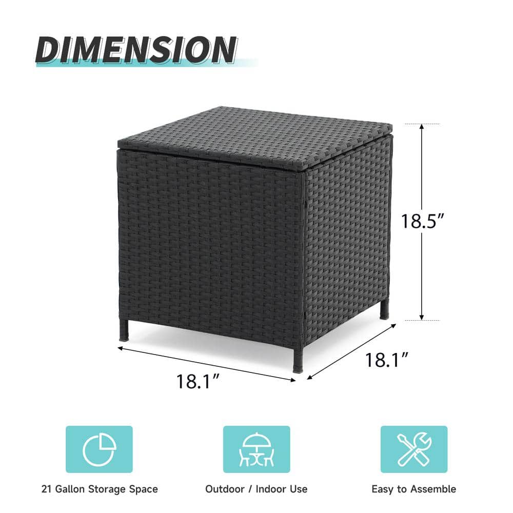 21 Gal. Black Wicker Outdoor Side Storage Deck Box - Hercitys