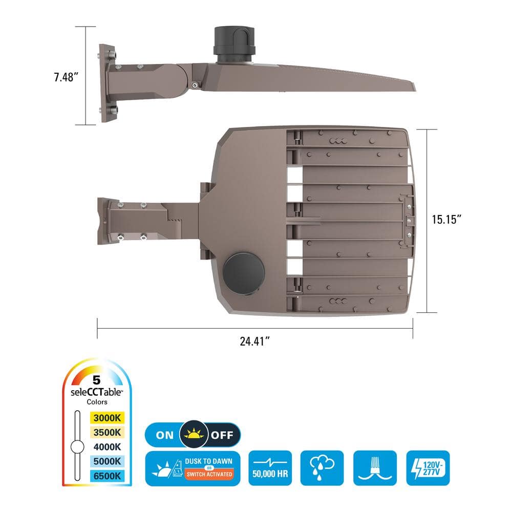 450-Watt Equivalent Integrated LED, Bronze Area Light Large, 18000 Lumens - Hercitys