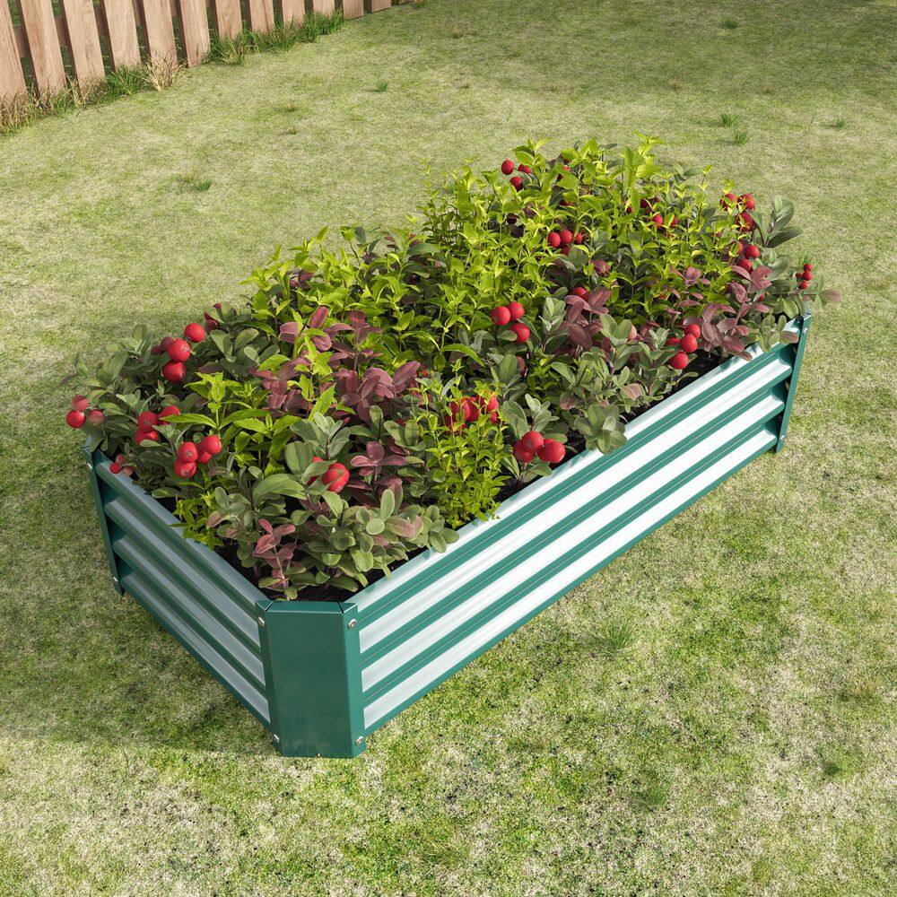 4 ft. x 2 ft. x 1 ft. Green Metal Rectangle Raised Garden Bed for Flowers Plants, Vegetables Herb - Hercitys