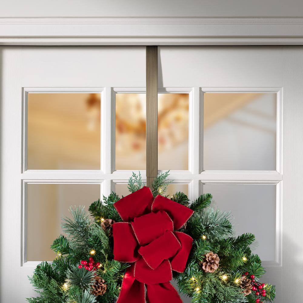 16.5 in. Artificial Antique Brass Adapt Top and Bottom Adjusting Wreath Hanger - Hercitys