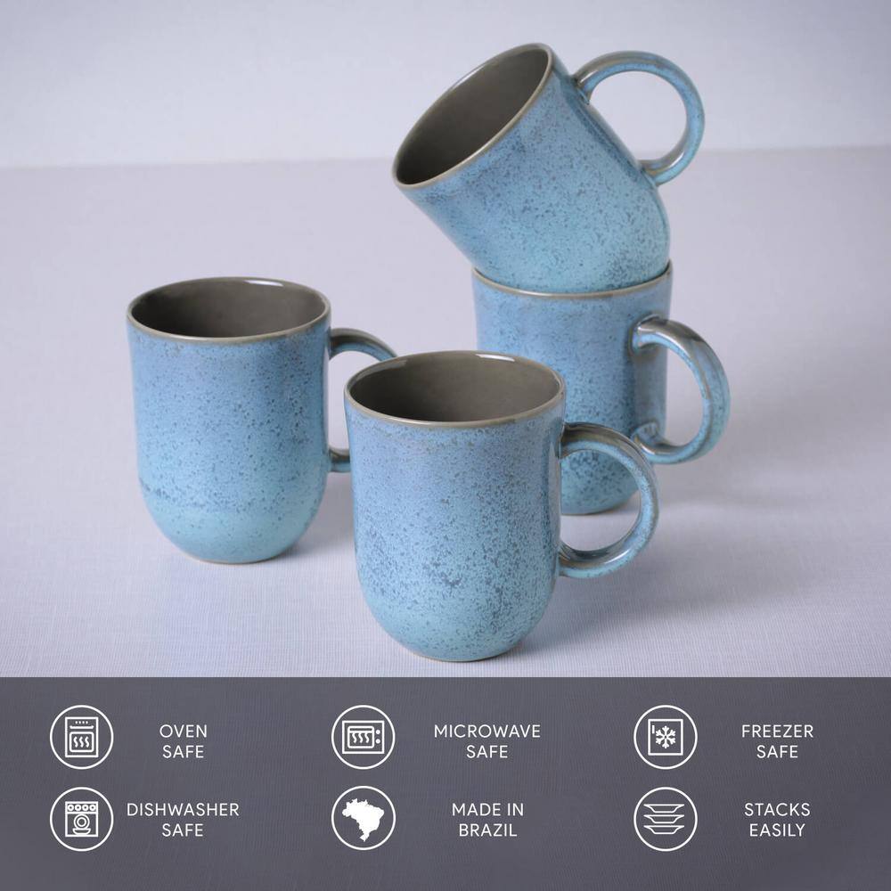 11.16 oz. Breeze Light Blue Stoneware Coup Mug (Set of 4) - Hercitys