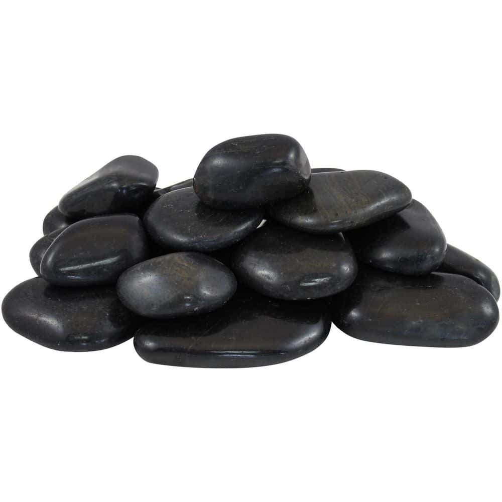0.4 cu. ft. 2 in. to 3 in., 30 lbs. Black Super Polished Pebbles - Hercitys