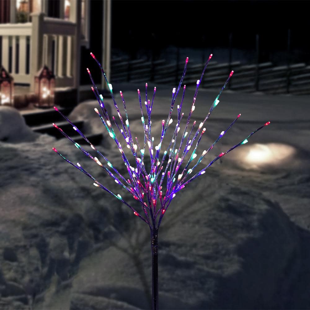 39 in. Tall Silver Metallic Foil Tree with Multicolor LED Lights - Hercitys