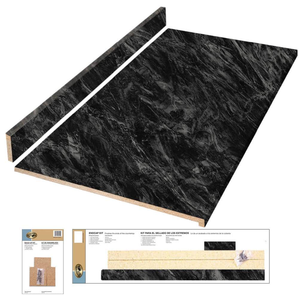 4 ft. Straight Laminate Countertop All-Inclusive Kit in Textured Sombra with Eased Edge and Loose Backsplash - Hercitys