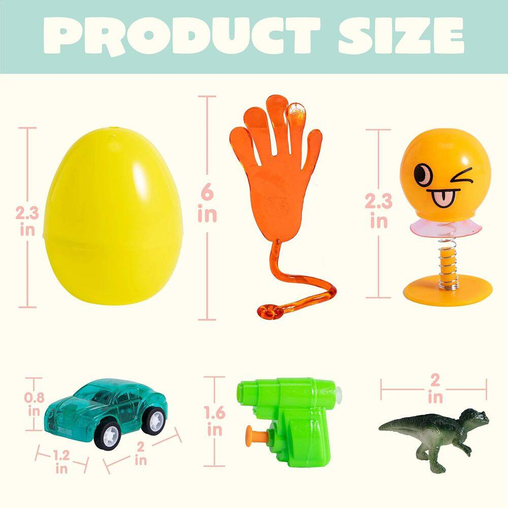 2.3 in. H 48 Colorful Prefilled Easter Eggs with toys - Hercitys