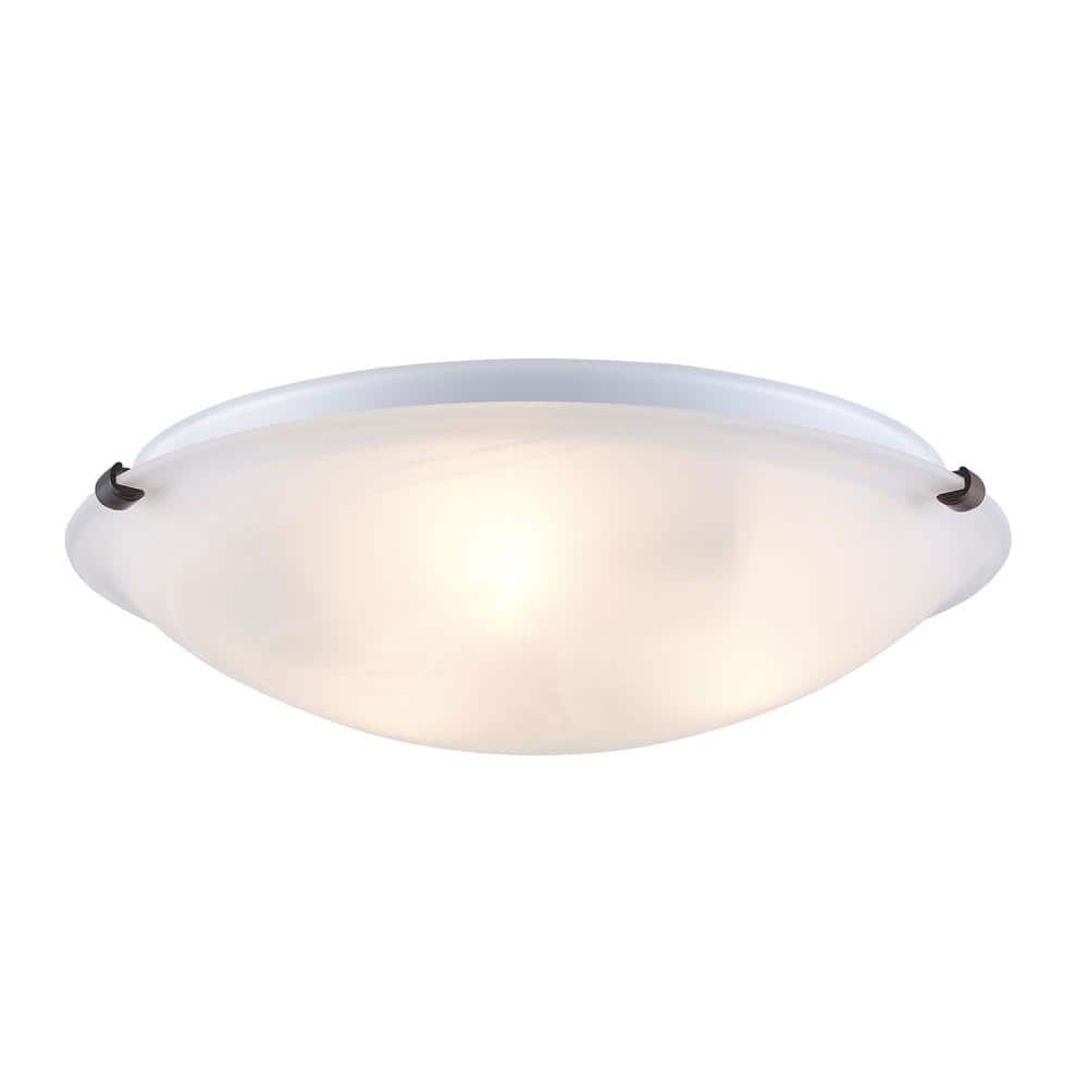 20 in. 4-Light Brushed Nickel Flush Mount Ceiling Light Fixture with Marbleized Glass Shade - Hercitys