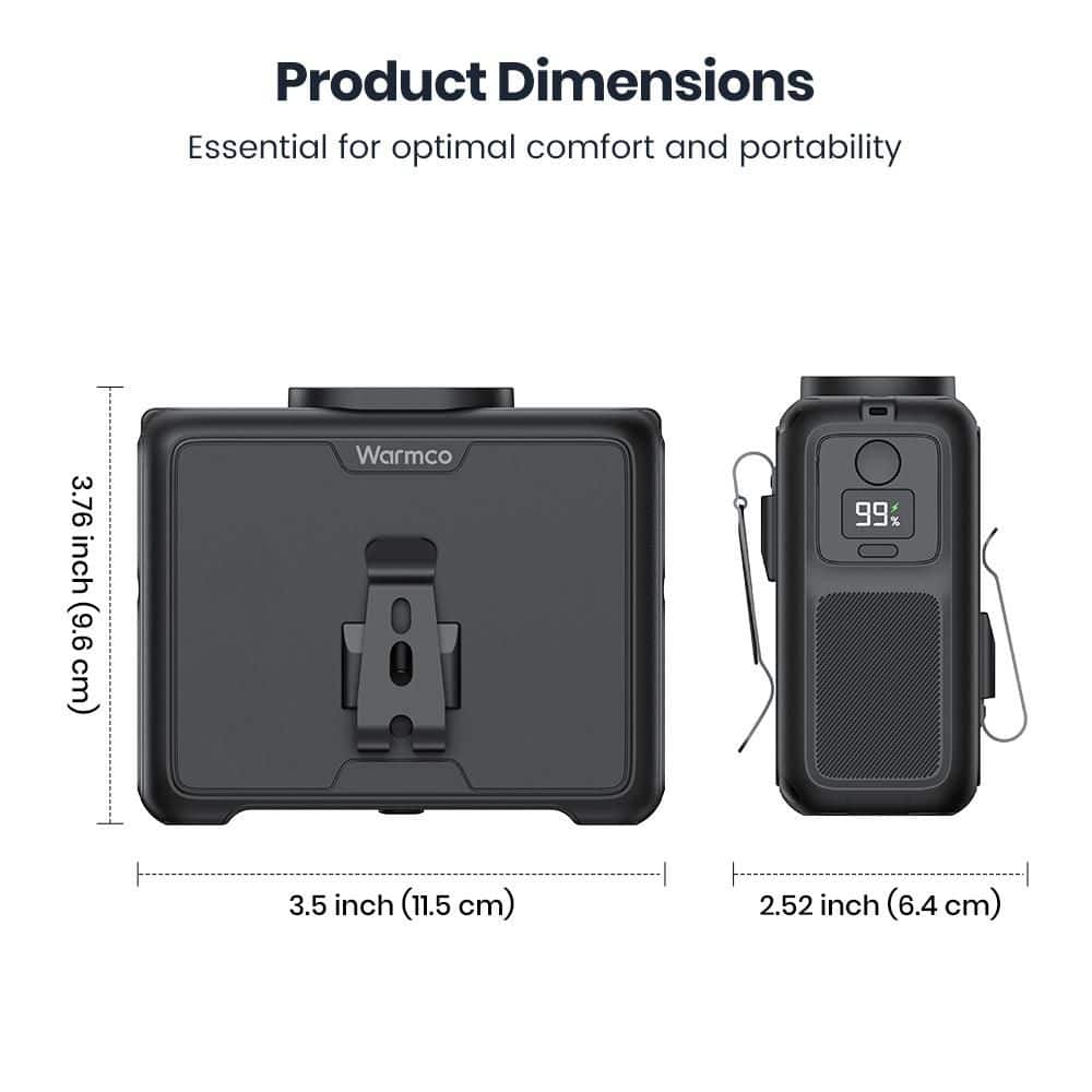 2 in. 4-Speeds Personal Fan in Black, 20000mAh Rechargeable Clip On Belt Fan with LED Light, 16000 RPM - Hercitys