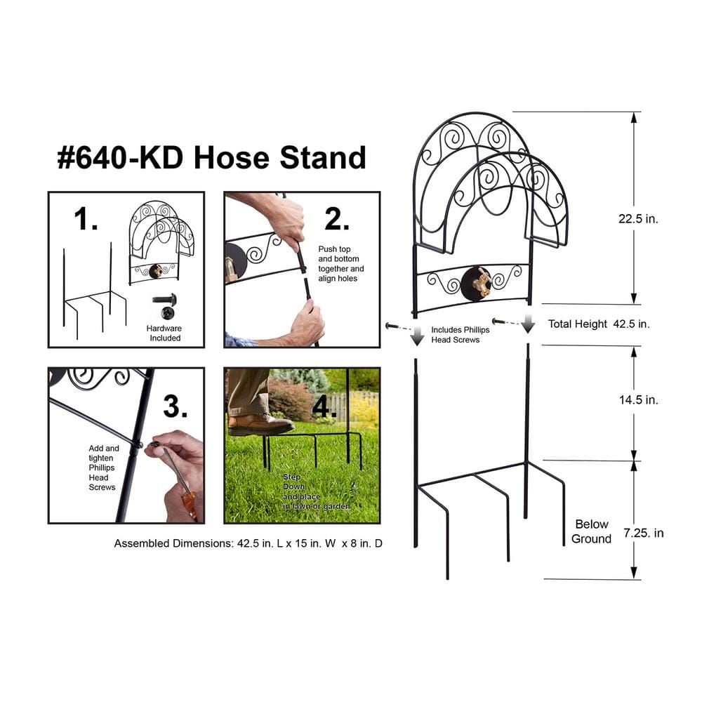 125 ft. Black Steel With Spigot KD Hose Stand Garden Hose Reel - Hercitys