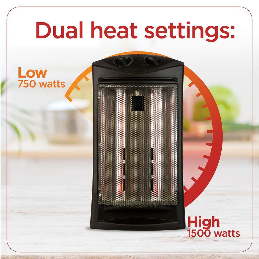 1500-Watt, 5100 BTU, Electric Infrared Quartz Electric Space Heater - Hercitys