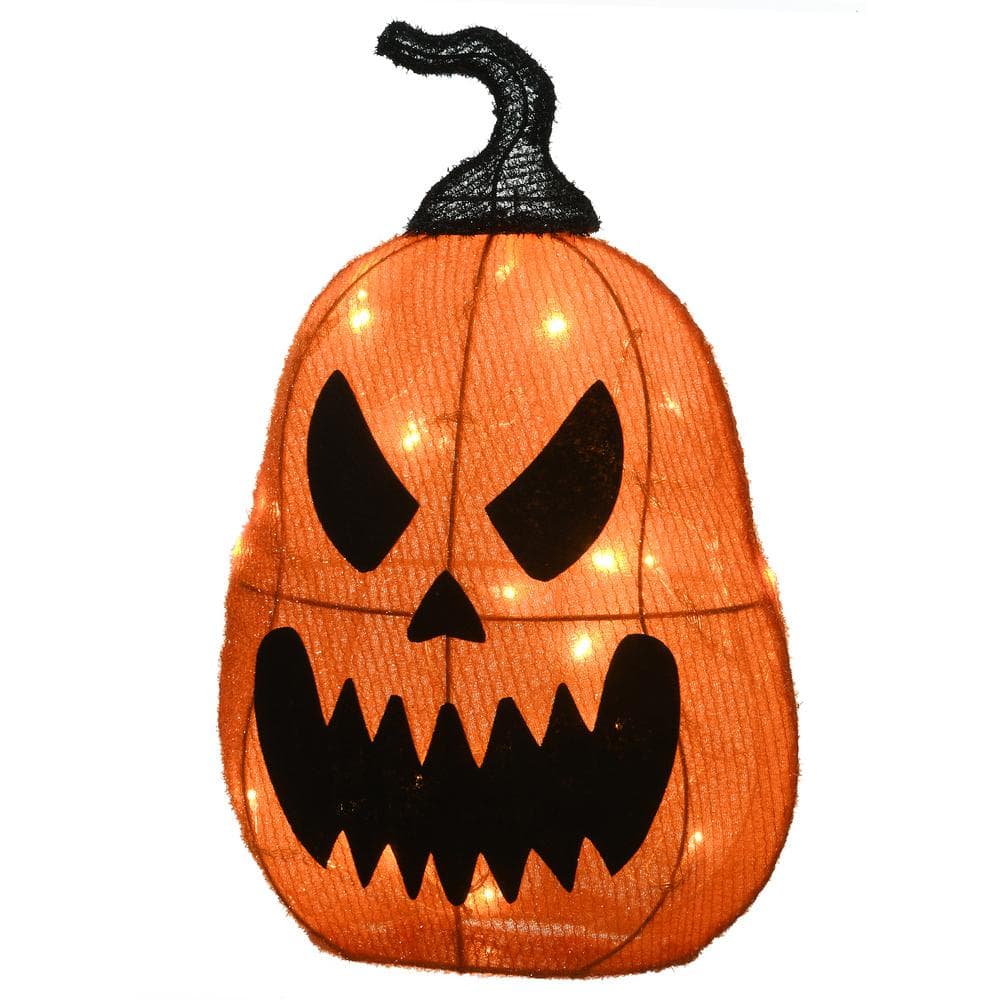 16″ Pre-Lit Scary Halloween Jack-O-Lantern with 25 LED Lights - Hercitys
