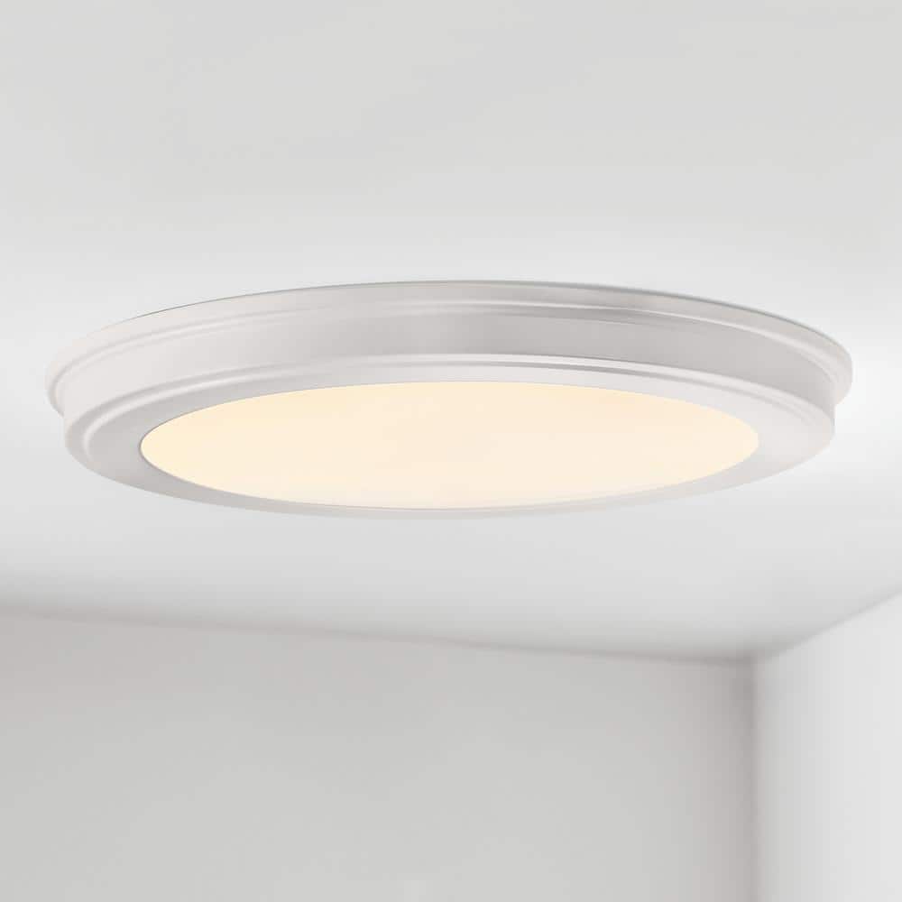 15 in. Matte White 5-CCT LED Round Flush Mount, Low Profile Ceiling Light (2-Pack) - Hercitys