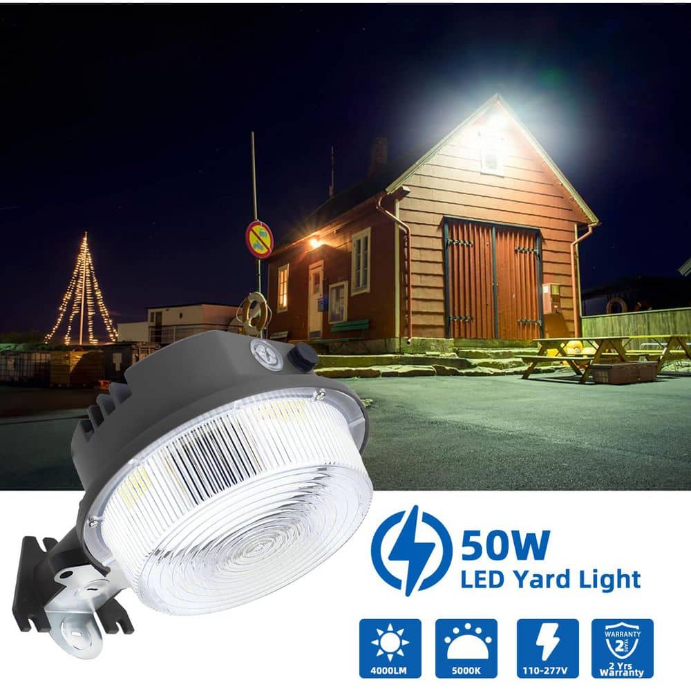 250-Watt Equivalent Integrated LED Bronze Weather Resistant 50W Area Light Dusk to Dawn, 5000K Area Light Flood Light - Hercitys