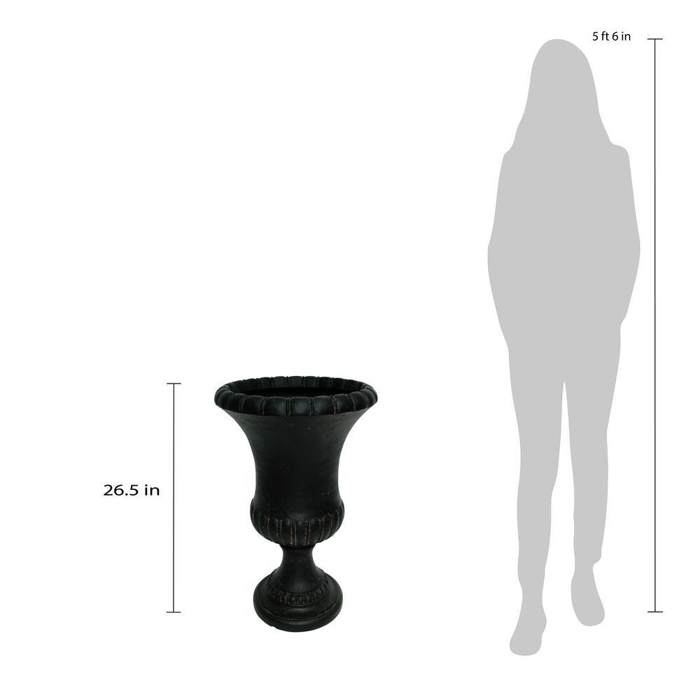 26.5 in. H Aged Charcoal Cast Stone Entrance Urn Planter - Hercitys
