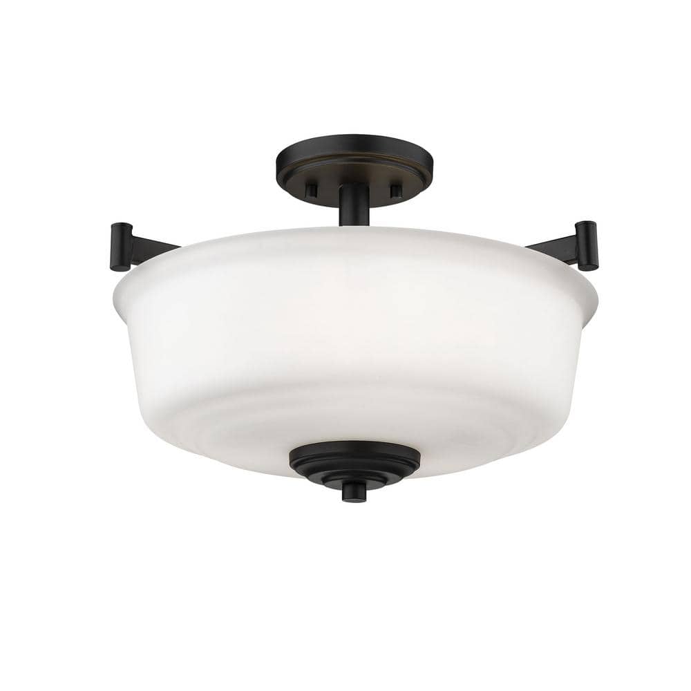 18 in. 3-Light Matte Black Semi-Flush - Hercitys