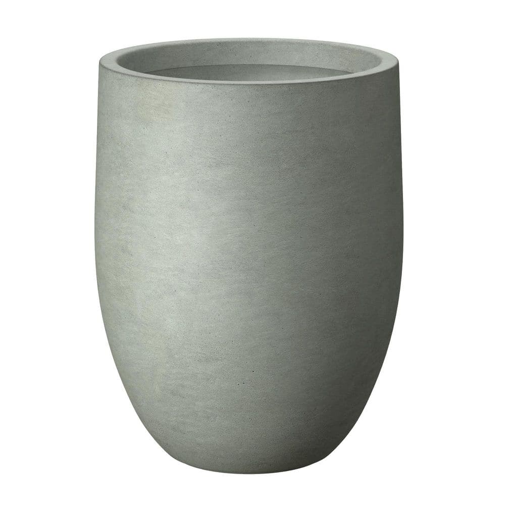 17 in. Large Sage Gray Concrete Round Planter/Pot with Drainage Holes - Hercitys