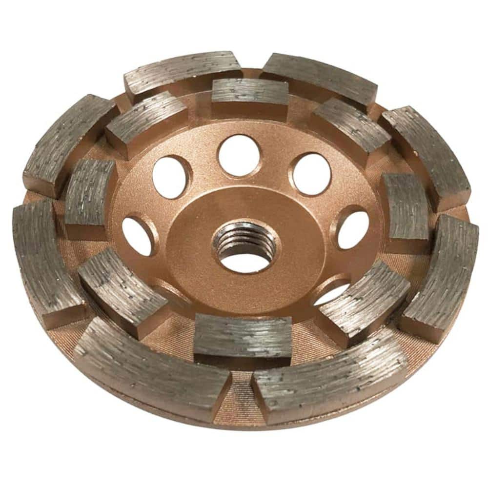4 in. Diamond Grinding Wheel for Concrete and Masonry, 16 Double Row Turbo Segments, 5/8 in.-11 Threaded Arbor - Hercitys