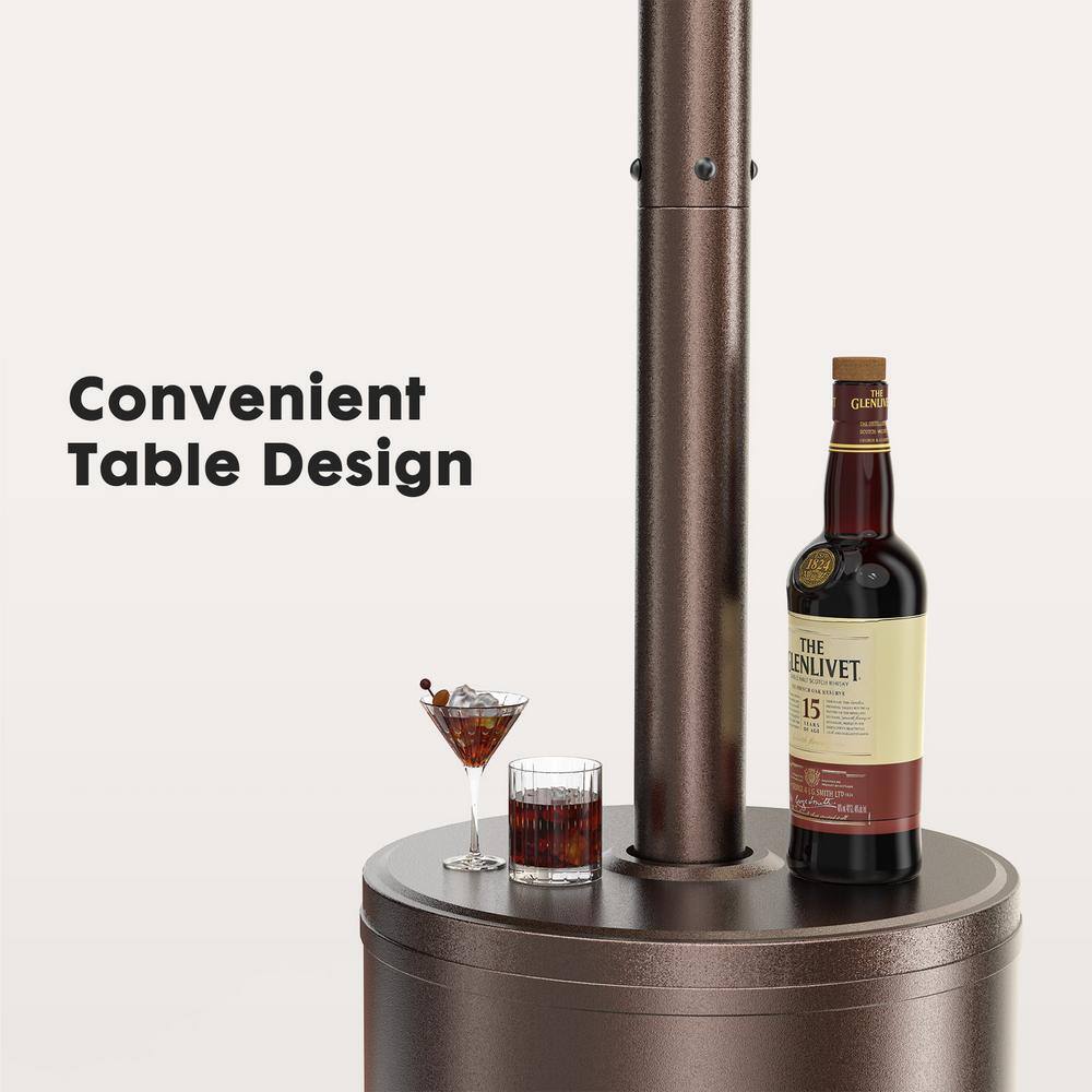 48,000 BTU Propane Patio Heater with Tabletop, Double-Layer Stainless Steel Burner and Safety Protection System - Hercitys