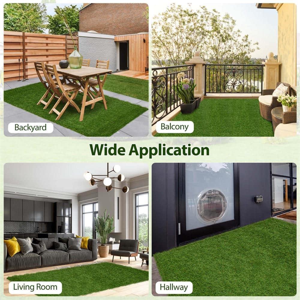 4 ft. x 6 ft. Green Artificial Grass Turf with Drainage Holes Nonslip Bottom 60 OZ Heavy - Hercitys