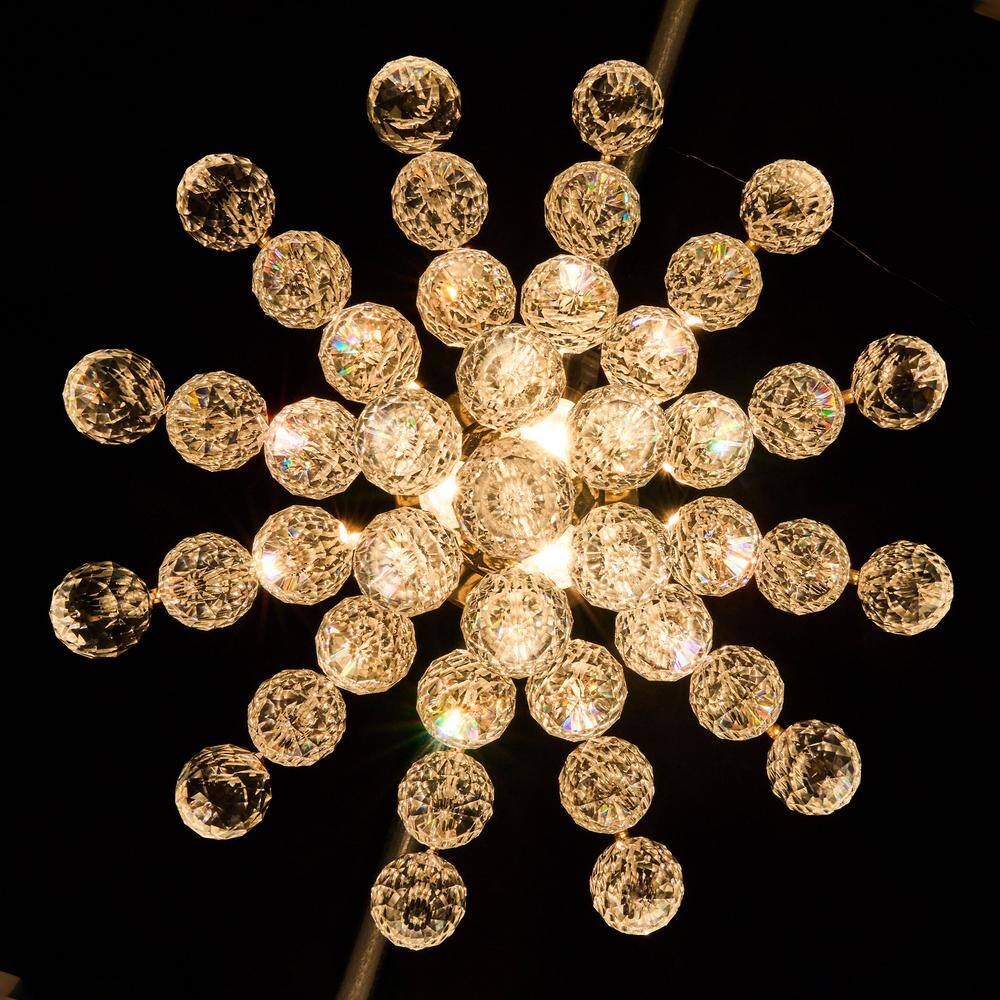15.4 in. 3-Light Gold Crystal Chandelier Flush Mount Ceiling Light Fixture - Hercitys