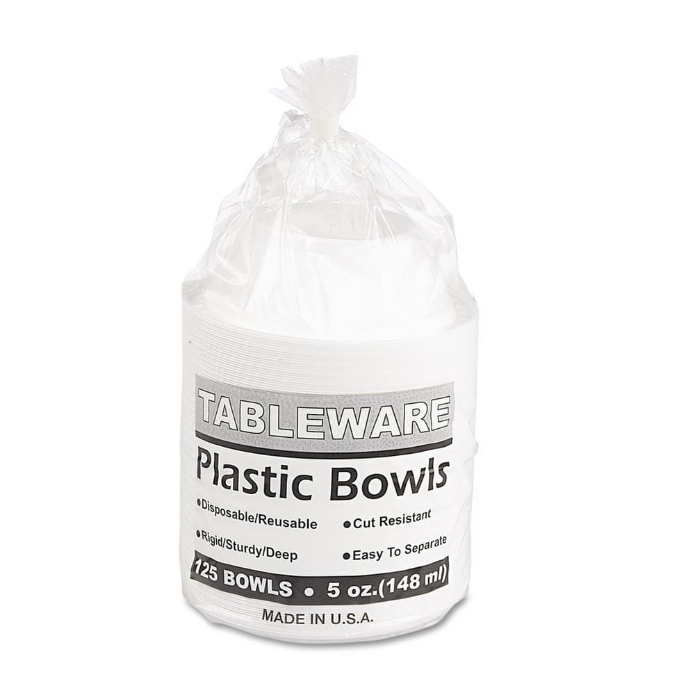 5 oz. White Disposable Plastic Bowls, 125 / Pack - Hercitys